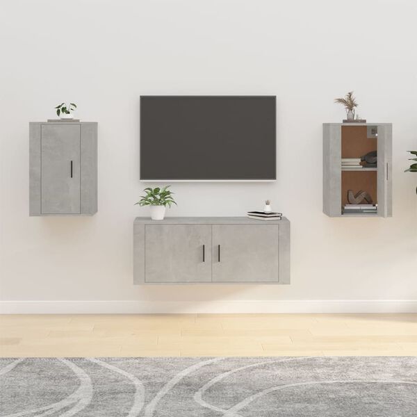 vidaXL Muebles para TV de pared 2 uds gris hormig&oacute;n 40x34,5x60 cm