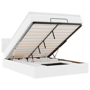 vidaXL Cama otomana colch&oacute;n&LED cuero sint&eacute;tico blanco puro 140x200cm