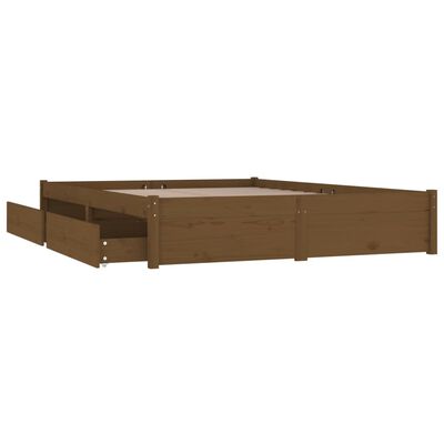 vidaXL Estructura de cama con cajones doble marrón miel 135x190 cm