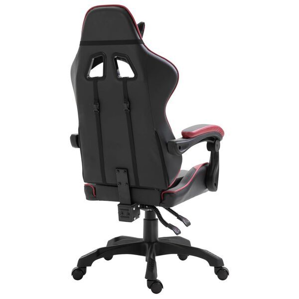 vidaXL Silla de gaming de cuero sint&eacute;tico color vino tinto