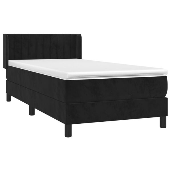 vidaXL Cama box spring con colch&oacute;n terciopelo negro 90x200 cm