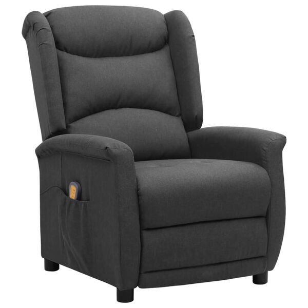 vidaXL Sill&oacute;n de masaje de tela gris oscuro