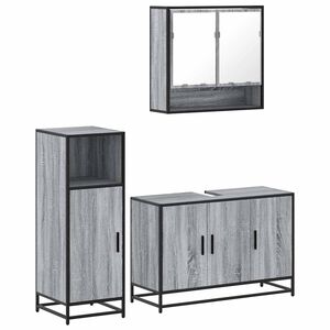 vidaXL Set de muebles de ba&ntilde;o 3 pzas madera contrachapada gris sonoma