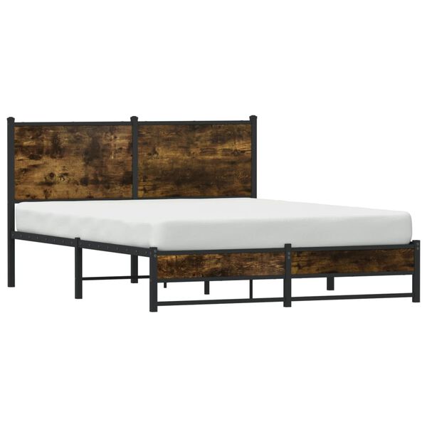vidaXL Estructura de cama sin colchón metal roble ahumado 140x200 cm
