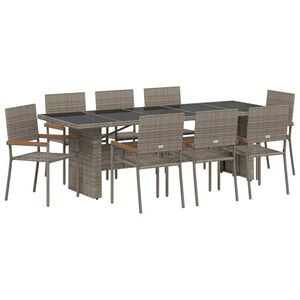 vidaXL Conjunto de Comedor de Jard&iacute;n 9 pcs Gris rat&aacute;n sint&eacute;tico