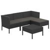 vidaXL Set de muebles de jard&iacute;n 5 pzas y cojines rat&aacute;n sint&eacute;tico negro