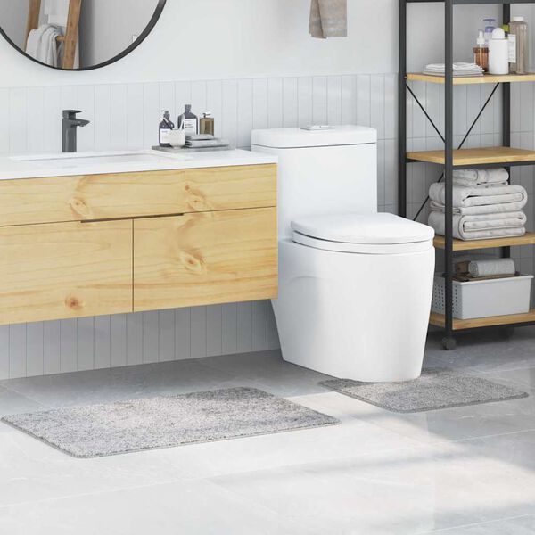 vidaXL Conjunto de alfombra de ba&ntilde;o antideslizante 2 pcs Gris PP