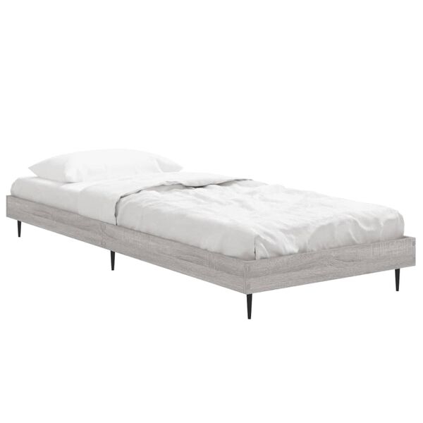 vidaXL Estructura de cama madera de ingenier&iacute;a gris Sonoma 75x190 cm