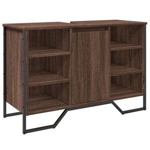 vidaXL Armario lavabo ba&ntilde;o madera ingenier&iacute;a marr&oacute;n roble 91x35x60 cm