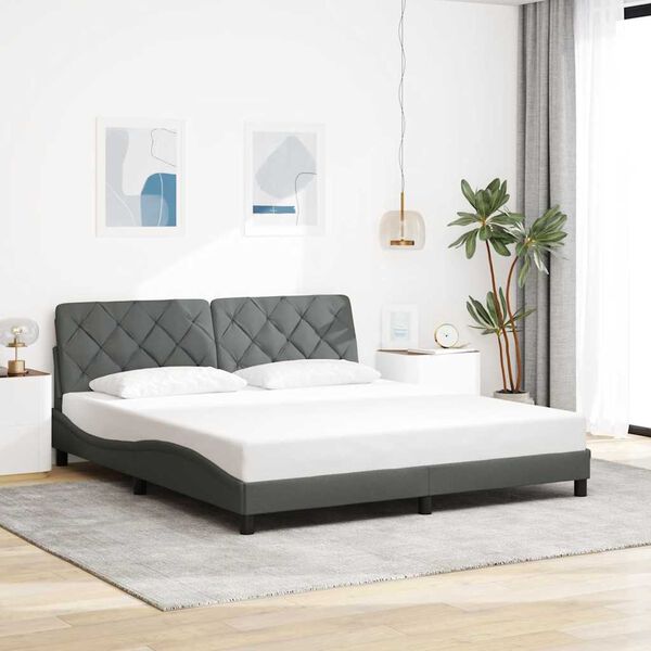 vidaXL Estructura de cama sin colch&oacute;n de tela gris oscuro 180x200 cm