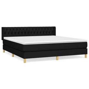 vidaXL Cama box spring con colch&oacute;n tela negro 180x200 cm