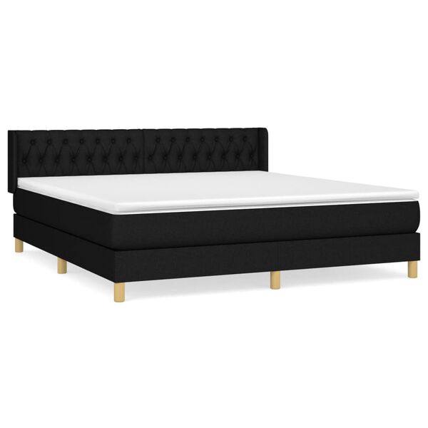 vidaXL Cama box spring con colch&oacute;n tela negro 180x200 cm