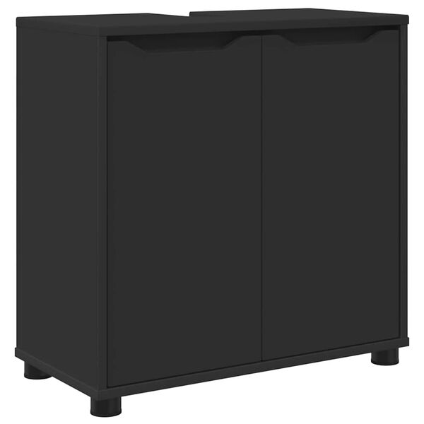 vidaXL Armario para lavabo de ba&ntilde;o con estante Negro 60 x 30 x 60 cm