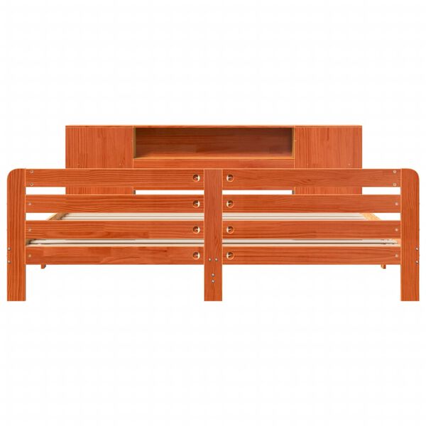 vidaXL Cama sin colch&oacute;n madera maciza de pino marr&oacute;n cera 180x200 cm