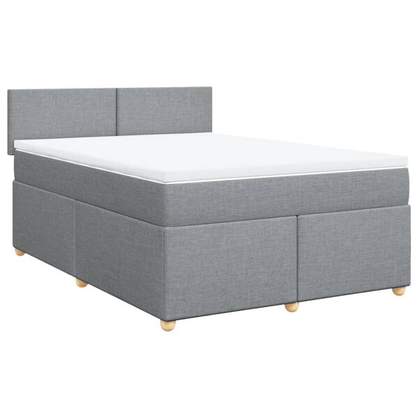 vidaXL Cama box spring con colch&oacute;n tela gris claro 140x200 cm