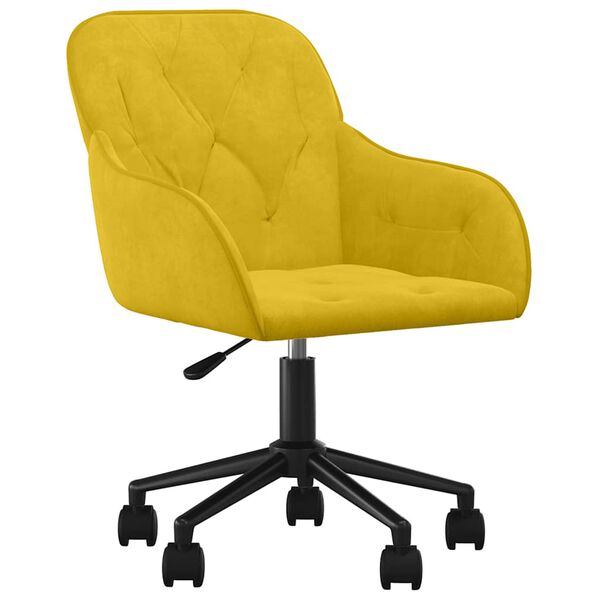 vidaXL Silla de oficina giratoria de terciopelo amarillo