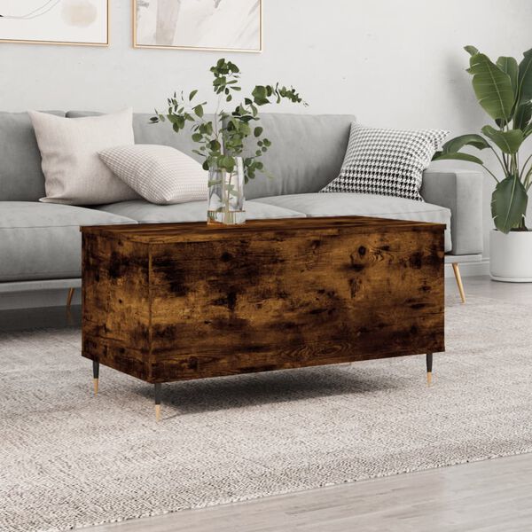 vidaXL Mesa de centro madera contrachapada roble ahumado 90x44,5x45 cm