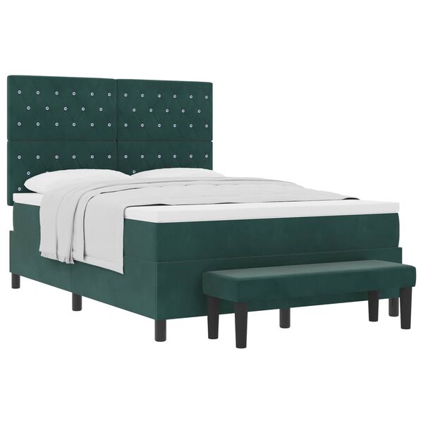 vidaXL Cama tipo Box Spring Verde oscuro 140 x 200 cm Terciopelo