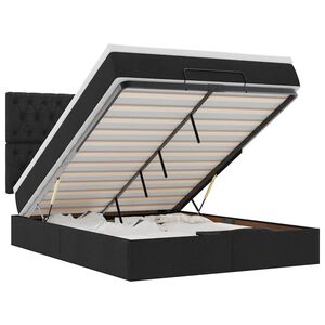 vidaXL Estructura cama otomana colch&oacute;n tela negra 140x190 cm