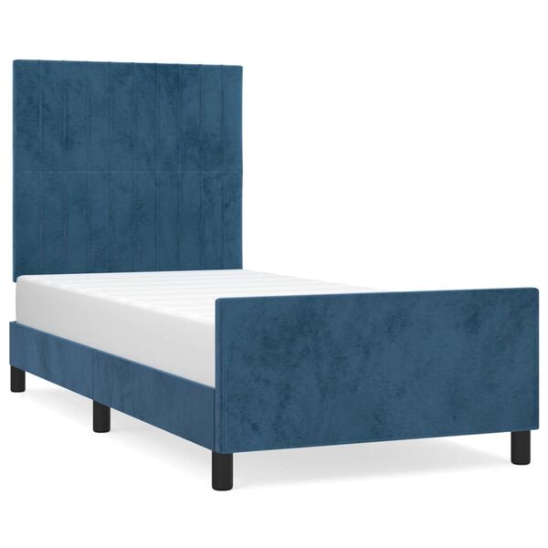 vidaXL Estructura de cama sin colch&oacute;n terciopelo azul oscuro 100x200cm