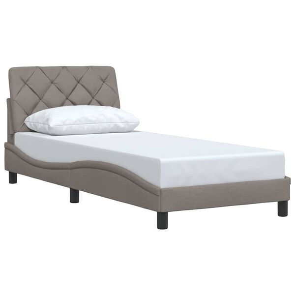 vidaXL Estructura de cama sin colch&oacute;n tela gris taupe 90x190 cm