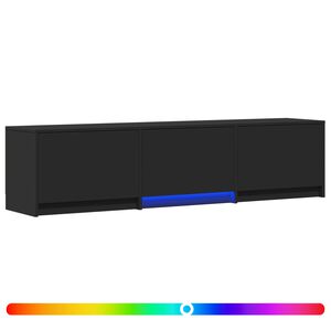vidaXL Mueble de TV con LED con LED con caj&oacute;n Negro 165 x 34 x 40 cm