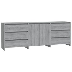 vidaXL Aparador de 3 piezas madera manufacturada gris Sonoma