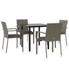 vidaXL Set comedor jardín 5 pzas y cojines ratán sintético negro gris