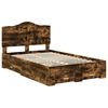 vidaXL Estructura de cama con cabecera Roble ahumado 135 x 190 cm
