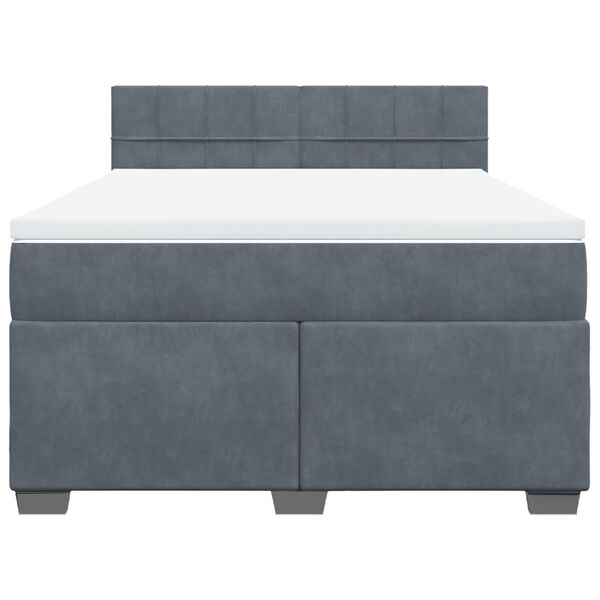 vidaXL Cama box spring con colch&oacute;n terciopelo gris oscuro 140x200 cm