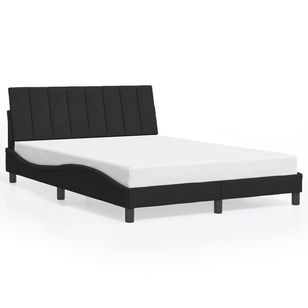 vidaXL Estructura de cama sin colch&oacute;n Hanko terciopelo negro 140x190 cm