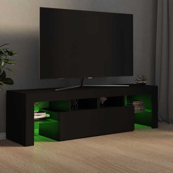 vidaXL Mueble de TV con luces LED negro 140x36,5x40 cm