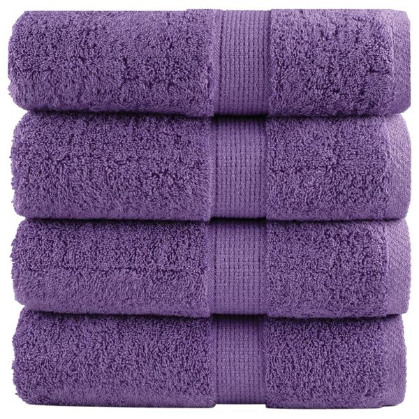 vidaXL Toallas de mano premium SOLUND 4 unidades, color morado, 30 x 30 cm, 600 g/m&sup2;