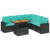 vidaXL Set de sof&aacute;s de jard&iacute;n 7 pzas con cojines rat&aacute;n sint&eacute;tico negro