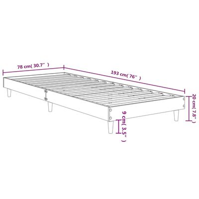 vidaXL Estructura de cama madera de ingeniería roble marrón 75x190 cm