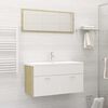 vidaXL Set de muebles de ba&ntilde;o madera ingenier&iacute;a blanco y roble Sonoma