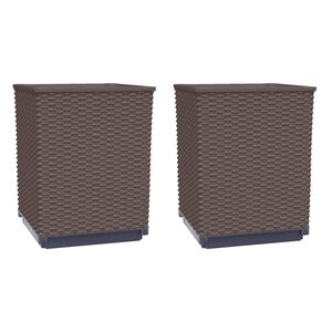 vidaXL Jardineras 2 unidades polipropileno marr&oacute;n 30x30x37 cm