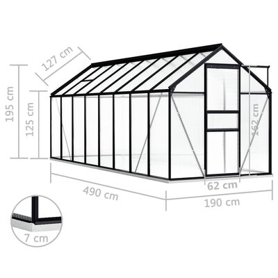 vidaXL Invernadero con estructura base aluminio gris antracita 9,31 m²