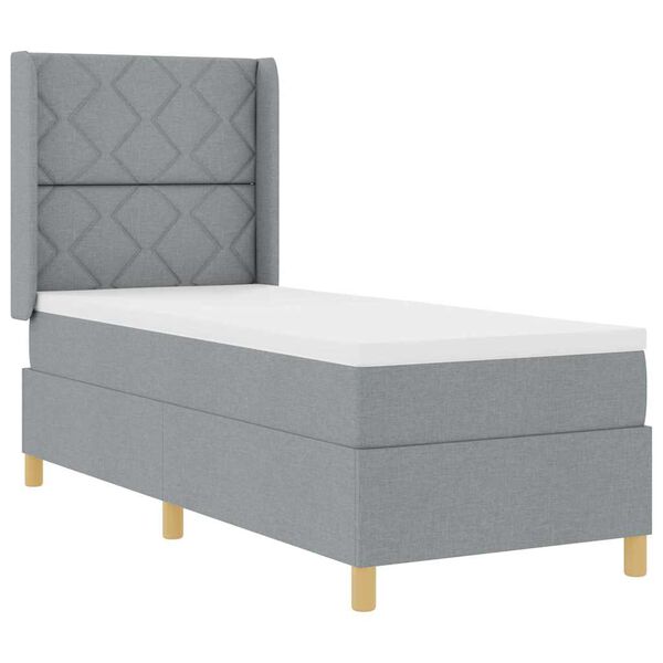 vidaXL Cama tipo Box Spring con colch&oacute;n Gris Claro 80 x 200 cm tela
