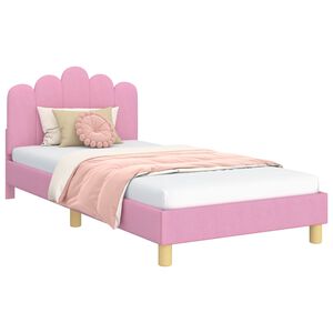 vidaXL Cama para ni&ntilde;os con cabecero con cabecera Rosa 90 x 200 cm tela