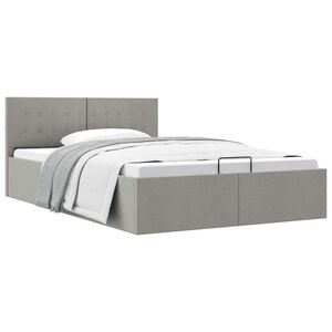 vidaXL Cama hidr&aacute;ulica almacenaje sin colch&oacute;n gris claro 140x200 cm