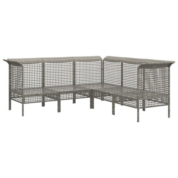 vidaXL Set de muebles de jardín 5 pzas y cojines ratán sintético gris