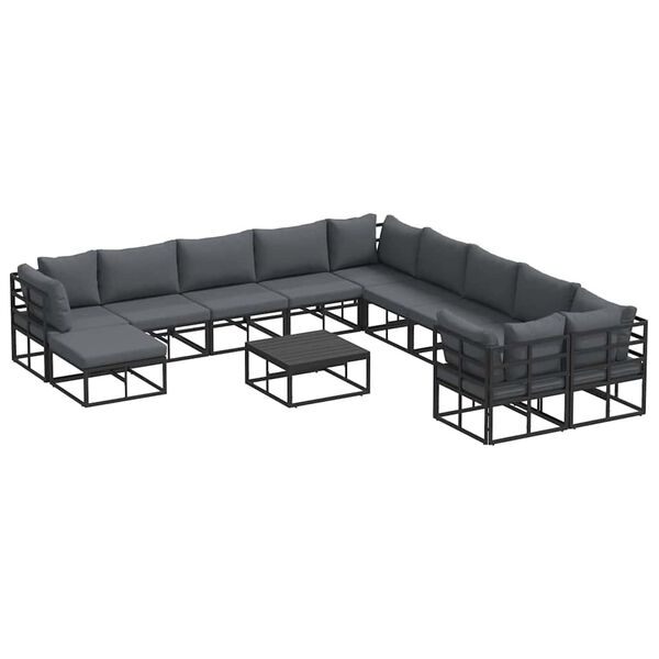 vidaXL Conjunto de sof&aacute; de jard&iacute;n 12 pcs Negro Metal