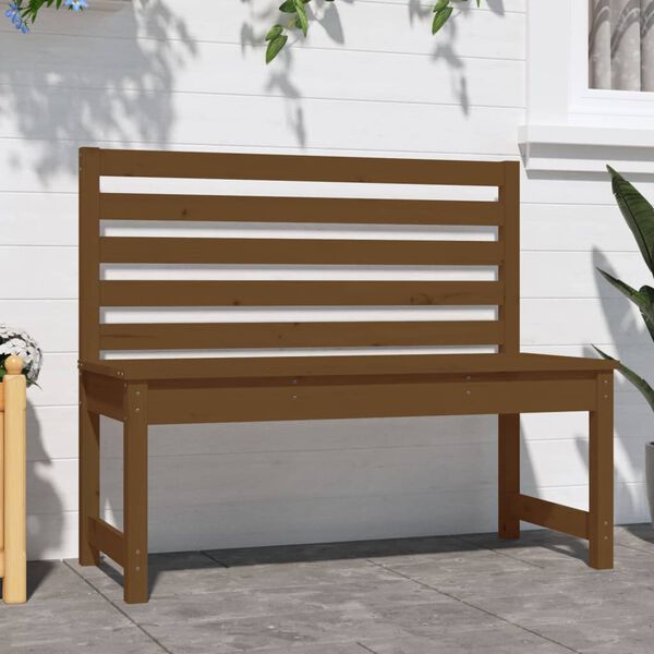 vidaXL Banco de jardín madera maciza pino marrón miel 109 cm