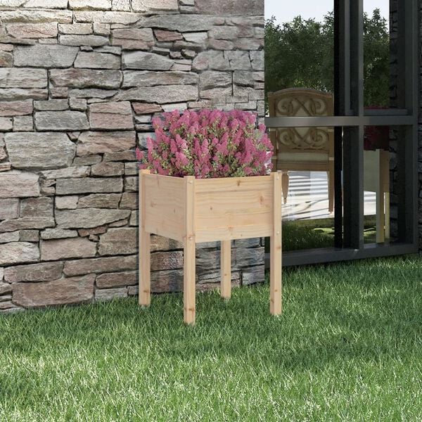 vidaXL Jardinera de madera maciza de pino 50x50x70 cm