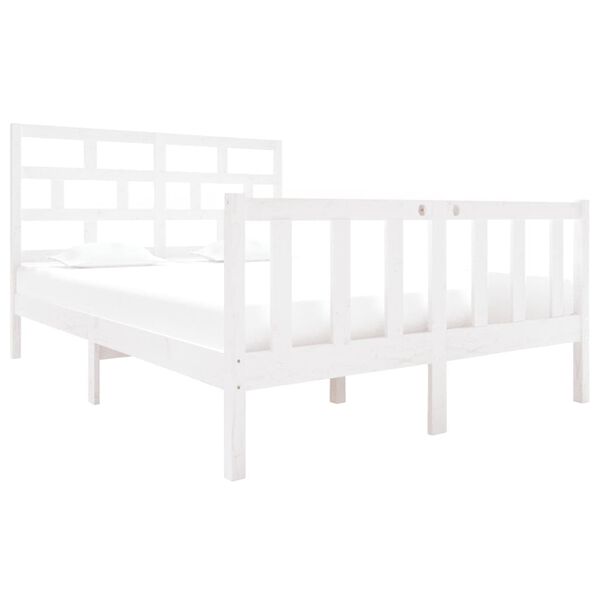 vidaXL Estructura de cama doble sin colchón madera maciza pino blanco