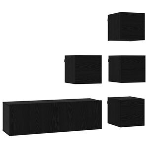 vidaXL Conjunto de mueble de TV 5 pcs 100 x 30 x 30 cm Roble Negro