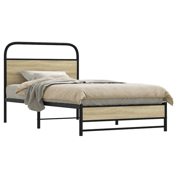 vidaXL Estructura de cama sin colch&oacute;n 100x200 cm madera roble Sonoma