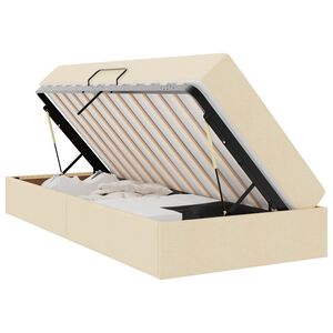vidaXL Cama con almacenamiento y colch&oacute;n Crema 100 x 200 cm Poli&eacute;ster