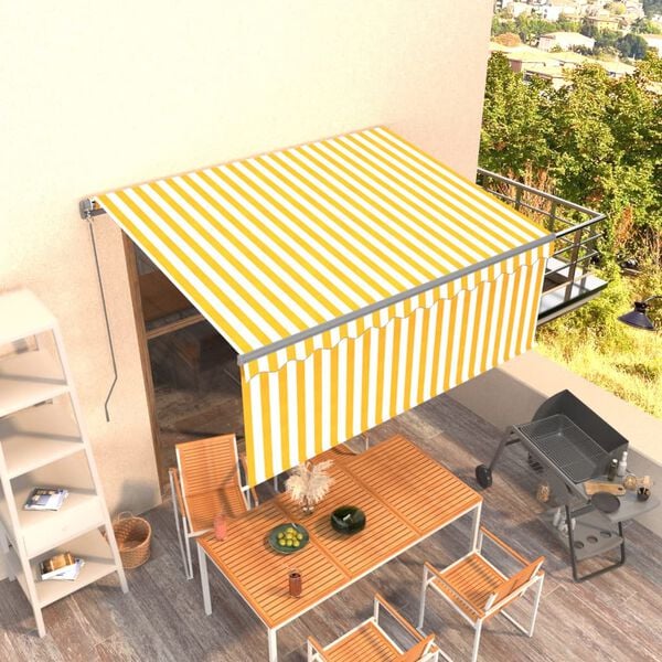 vidaXL Toldo retr&aacute;ctil manual con persiana amarillo y blanco 3x2,5 m